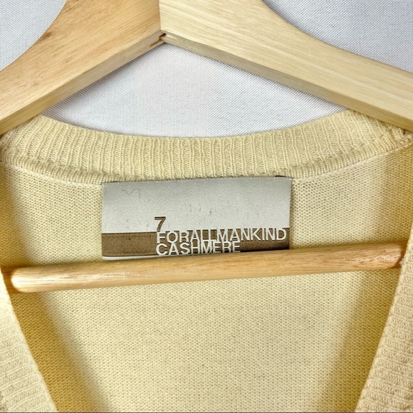 7 For All Mankind Cream Cashmere Button Down Tie Waist Cardigan Sweater S - Picture 3 of 4